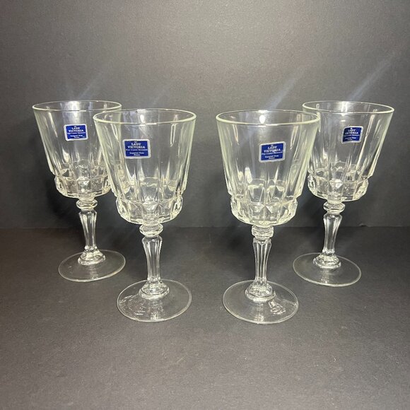 Set of 4 Lady Victoria Fine Crystal Stemware Chantelle Pattern 6oz Wine Glasses - Picture 1 of 7